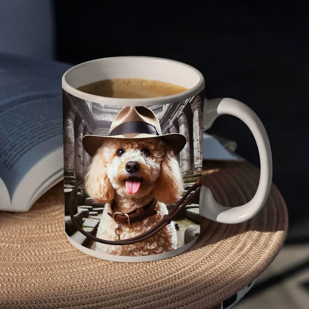 Poodle Explorer Hat Ancient Temple Ruins – Mugs