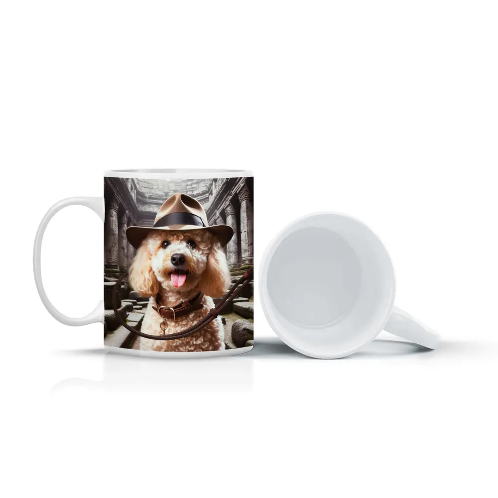 Poodle Explorer Hat Ancient Temple Ruins – Mugs
