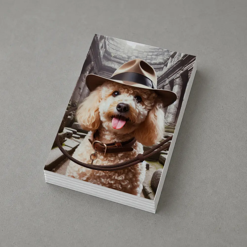 Poodle Explorer Hat Ancient Temple Ruins – Postcards