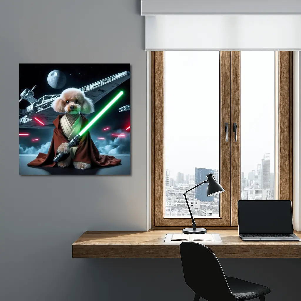 Poodle Jedi Knight Space Battle Scene – Wall Art