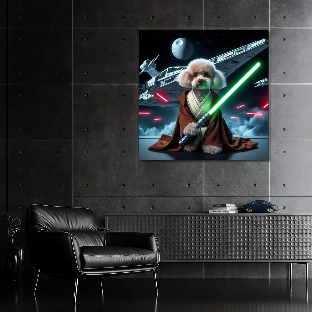 Poodle Jedi Knight Space Battle Scene – Wall Art