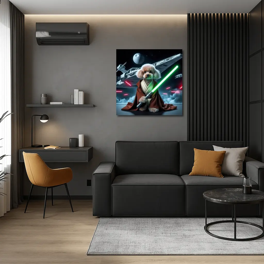 Poodle Jedi Knight Space Battle Scene – Wall Art