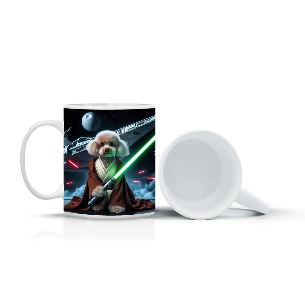 Poodle Jedi Knight Space Battle Scene – Mugs
