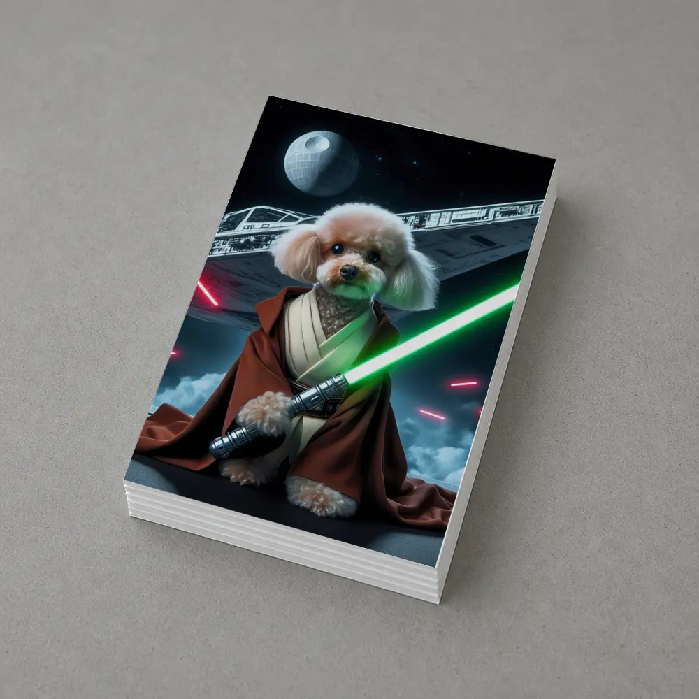 Poodle Jedi Knight Space Battle Scene – Postcards