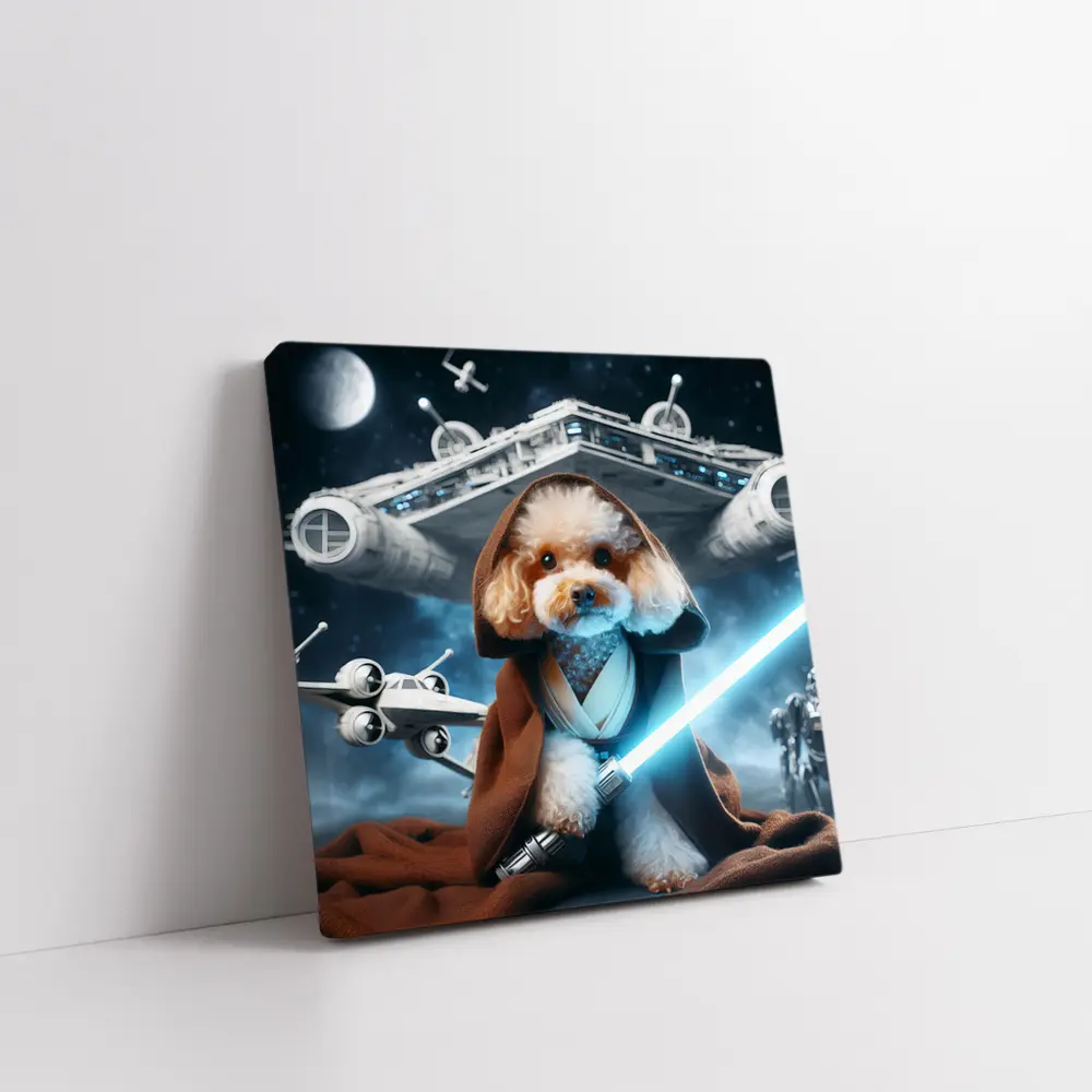 Poodle Jedi Knight Space Battle Scene – Wall Art