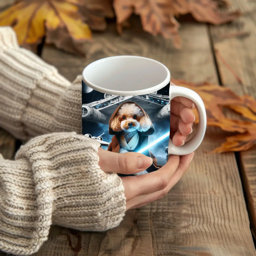 Poodle Jedi Knight Space Battle Scene – Mugs