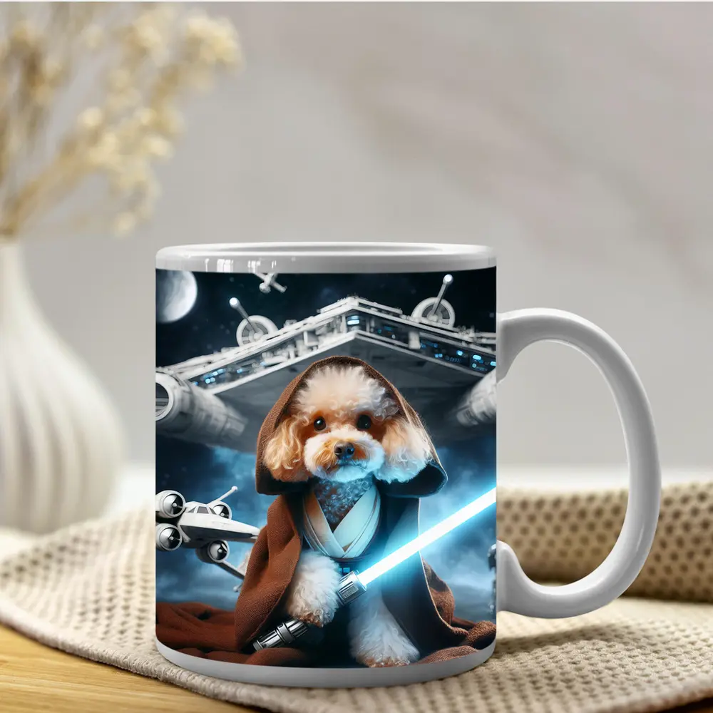 Poodle Jedi Knight Space Battle Scene – Mugs