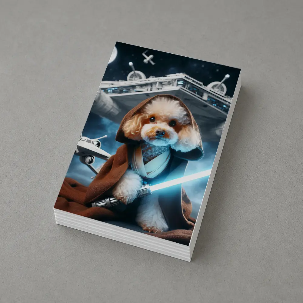 Poodle Jedi Knight Space Battle Scene – Postcards