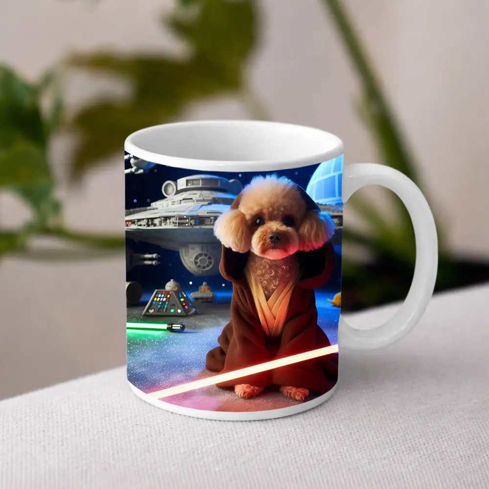 Poodle Jedi Space Galaxy Lightsaber Art – Mugs