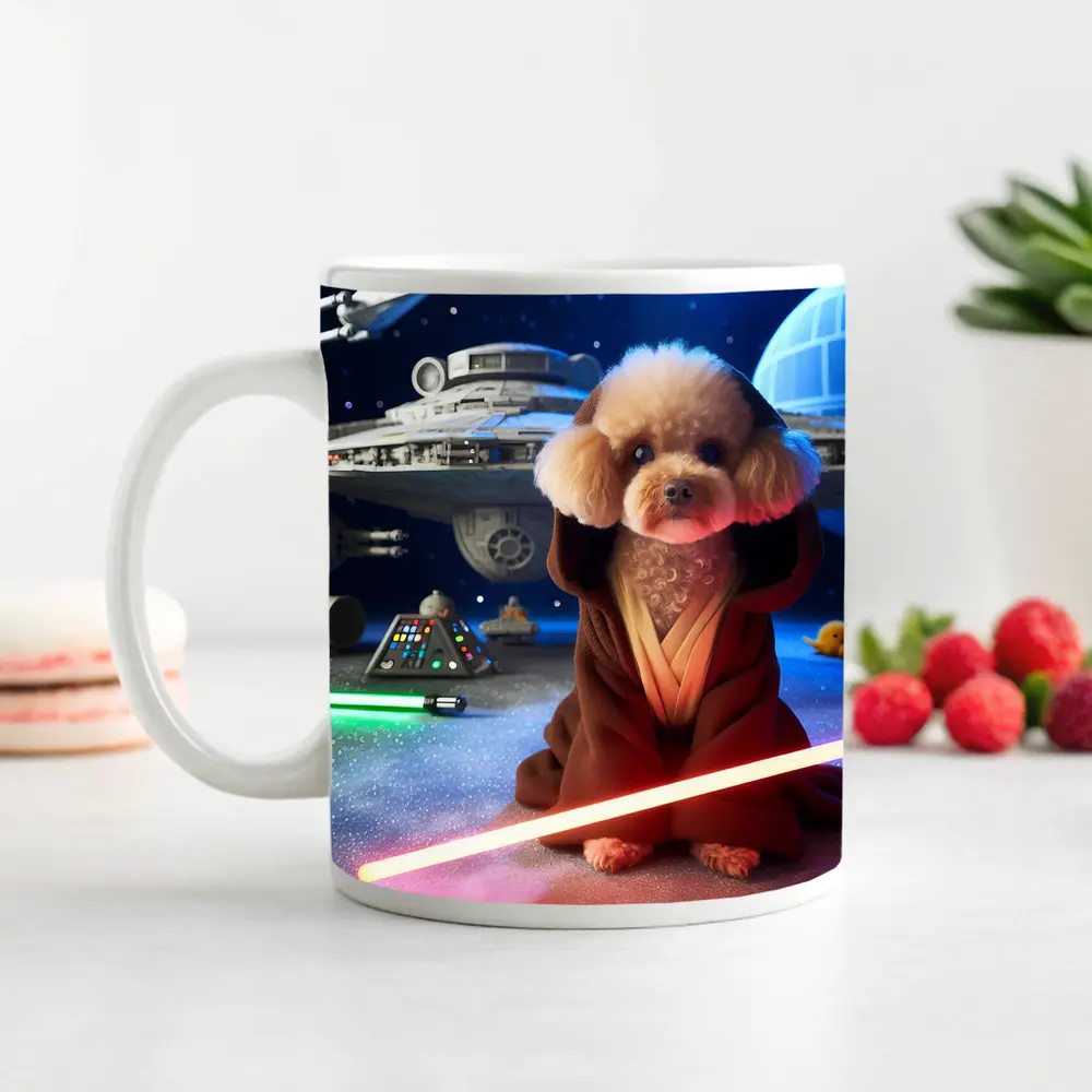 Poodle Jedi Space Galaxy Lightsaber Art – Mugs