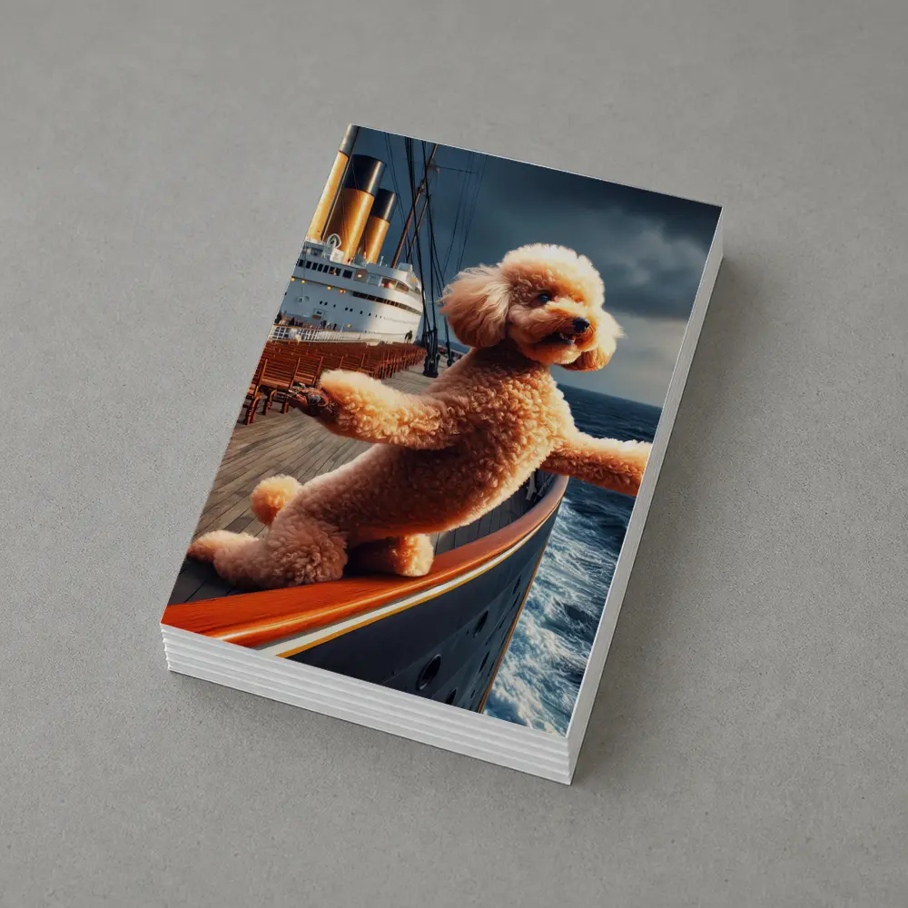 Poodle Dog Posing on Ocean Cruise Ship – Postcards
