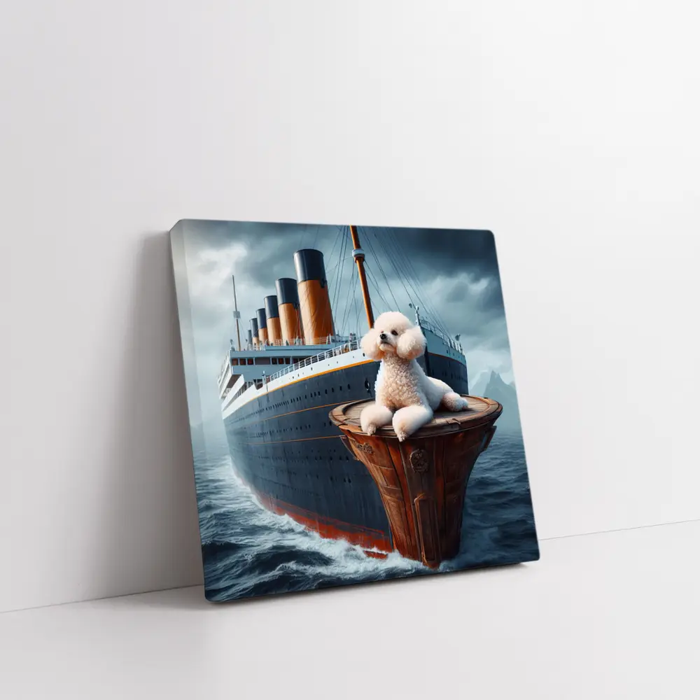 Poodle Dog On Titanic Ship Ocean – Wall Art