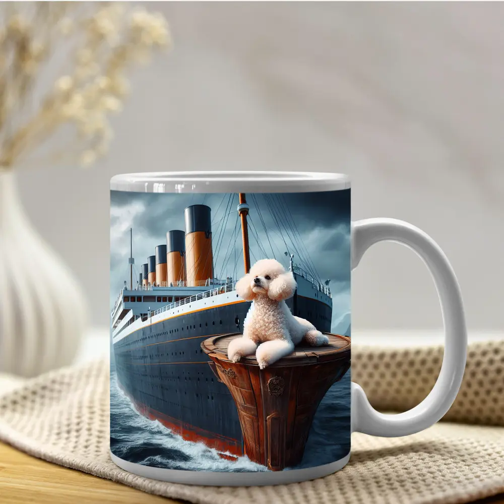 Poodle Dog On Titanic Ship Ocean – Mugs