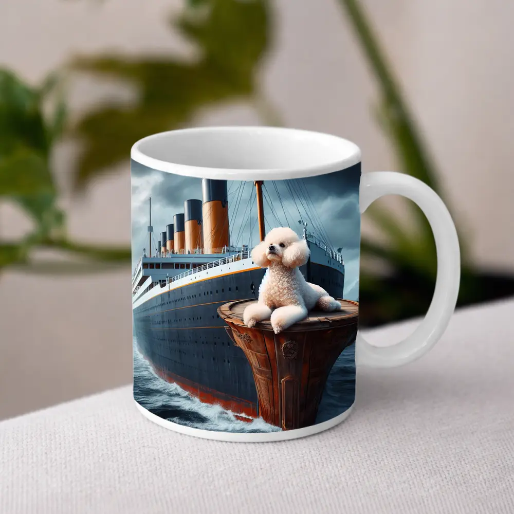 Poodle Dog On Titanic Ship Ocean – Mugs