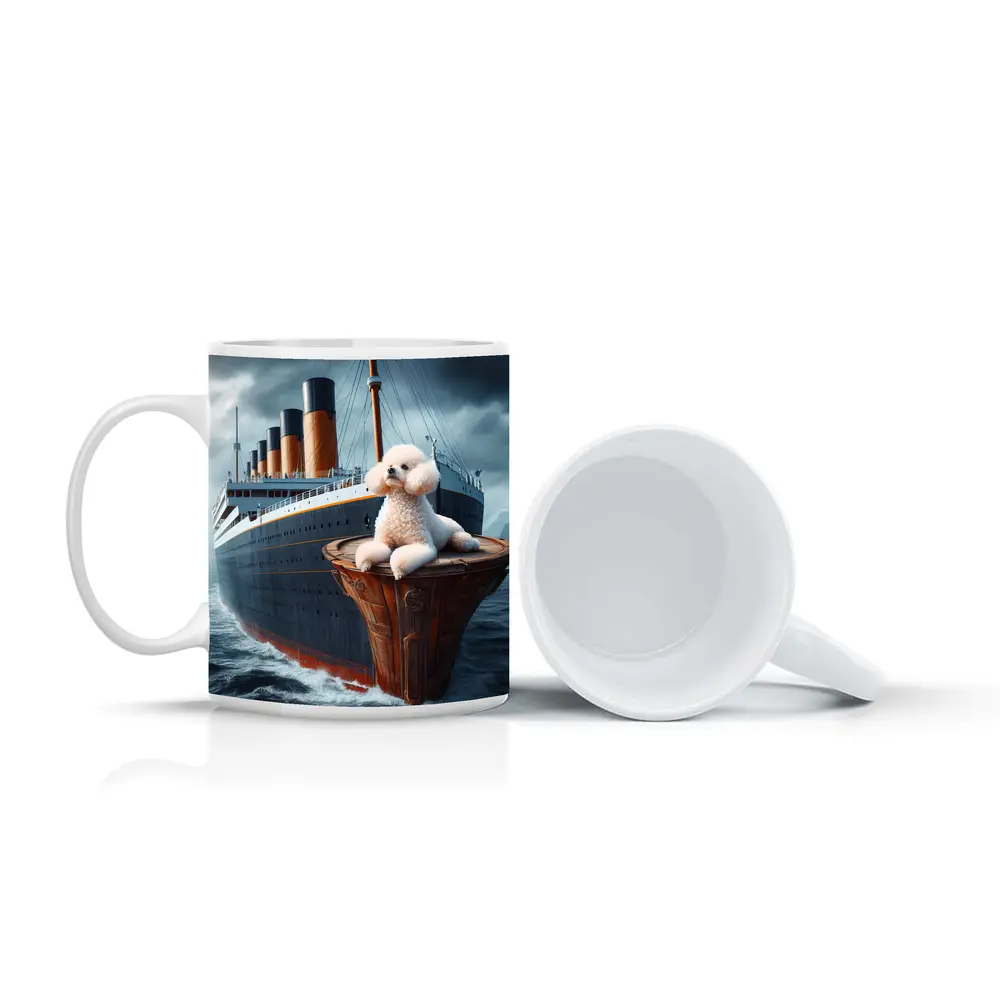 Poodle Dog On Titanic Ship Ocean – Mugs