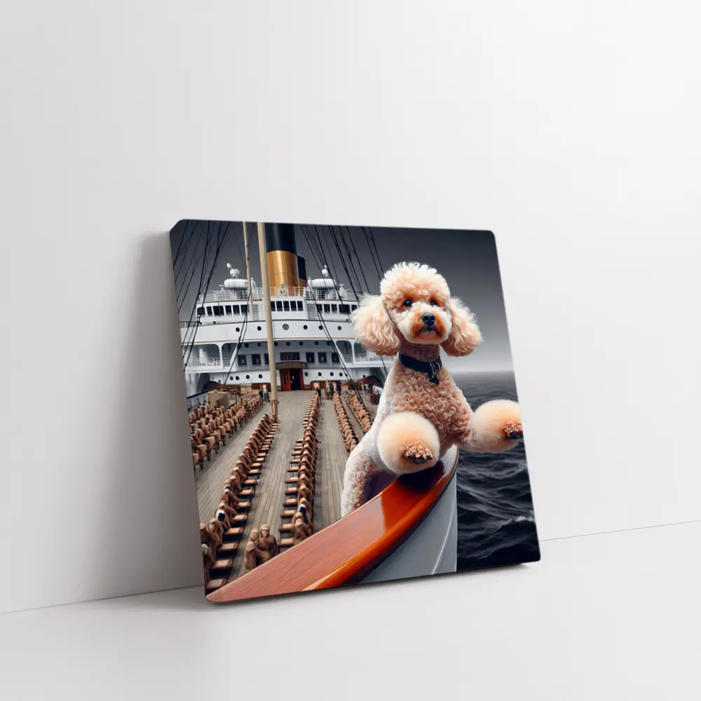 Poodle Dog Posing on Ocean Cruise Ship – Wall Art