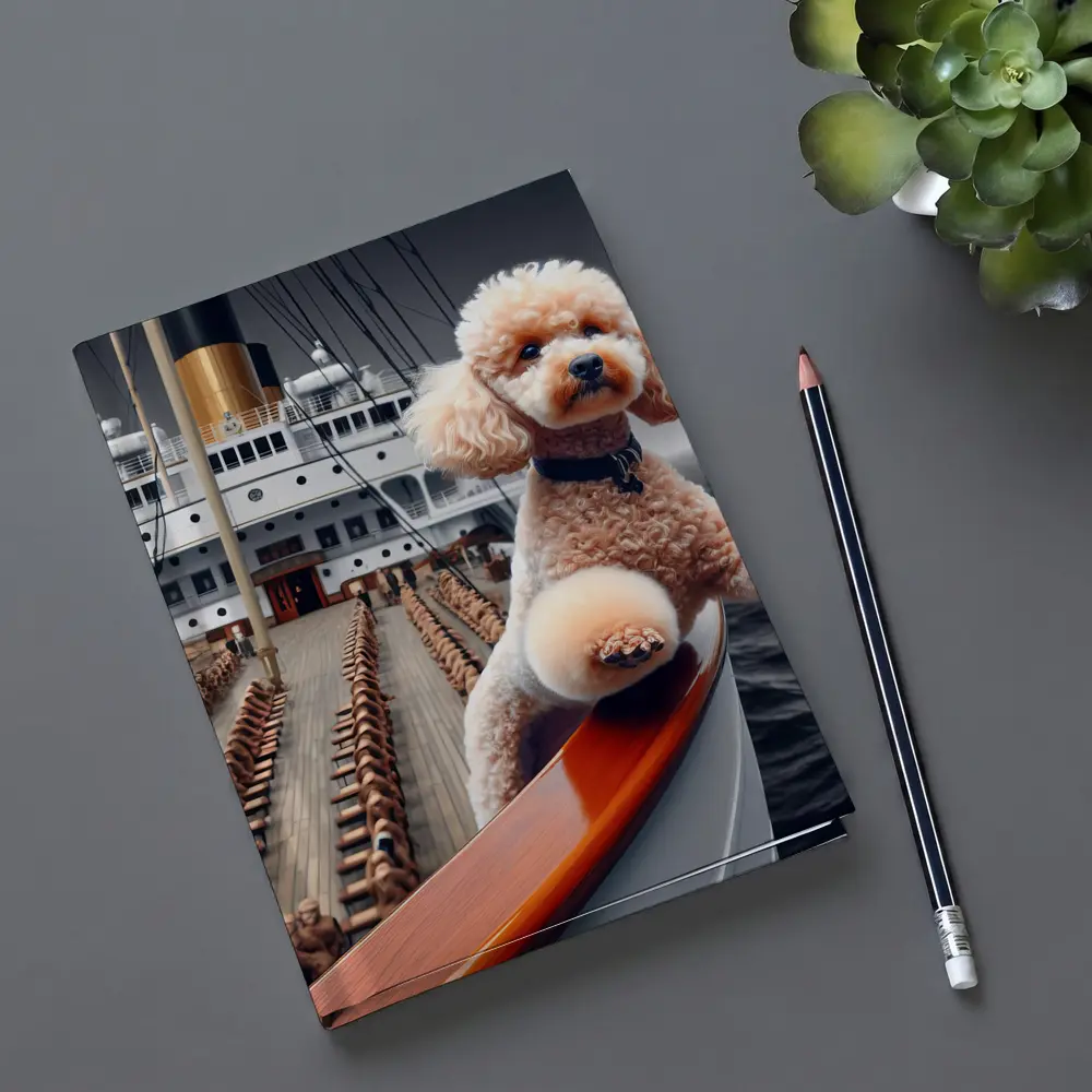 Poodle Dog Posing on Ocean Cruise Ship – Notebooks