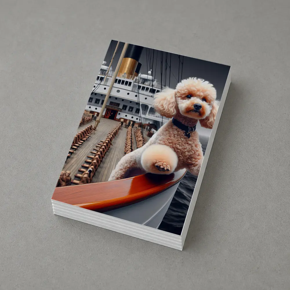 Poodle Dog Posing on Ocean Cruise Ship – Postcards