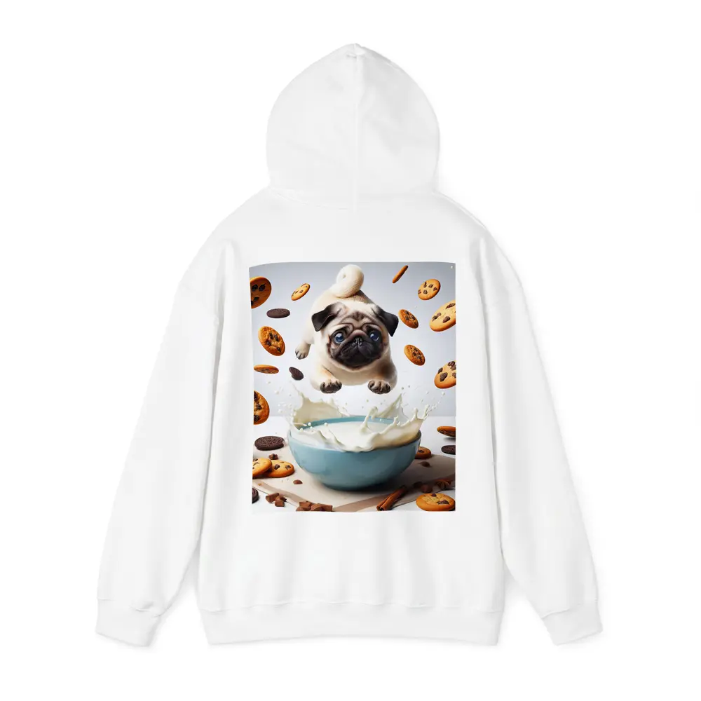 Pug Puppy Flying Over Milk Bowl Cookies – Hoodies