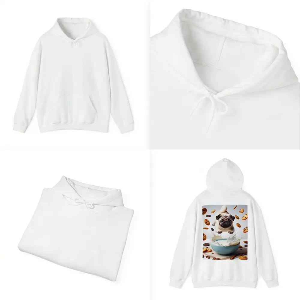 Pug Puppy Flying Over Milk Bowl Cookies – Hoodies
