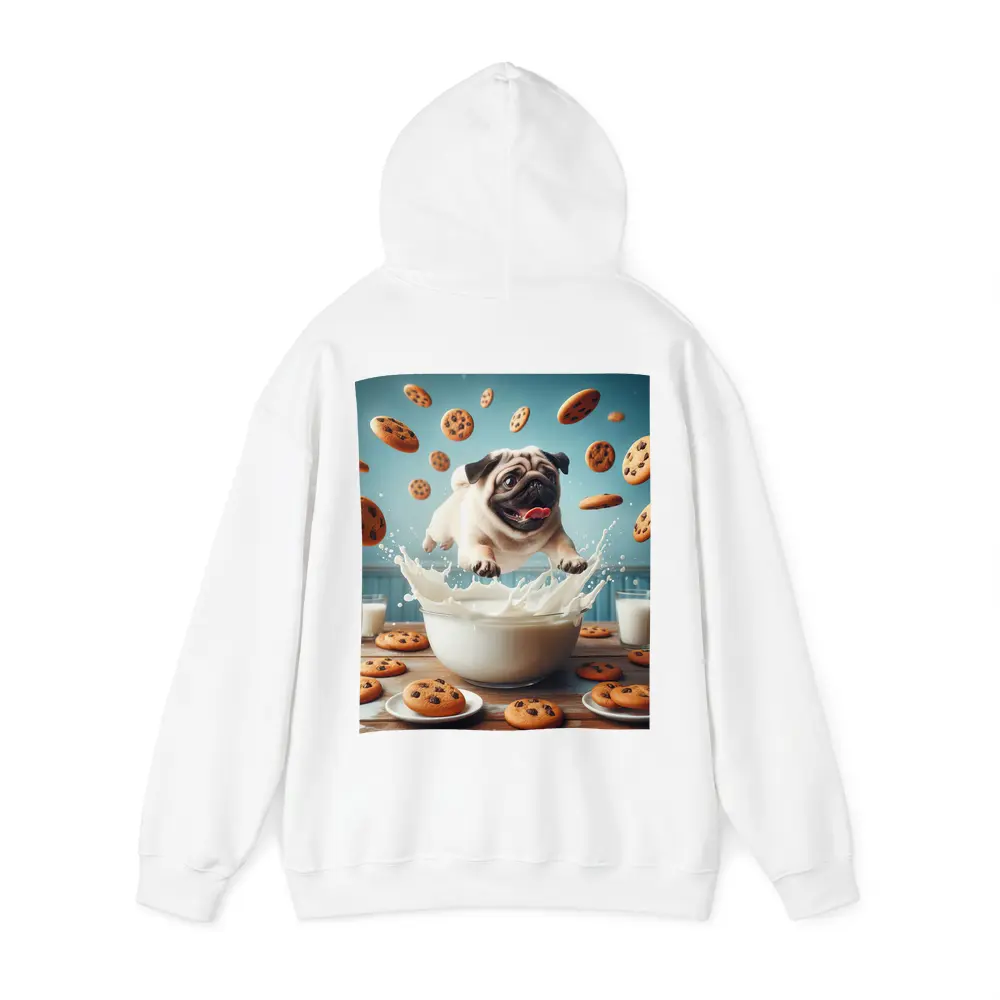 Pug Puppy Splashing Milk Cookies Flying – Hoodies