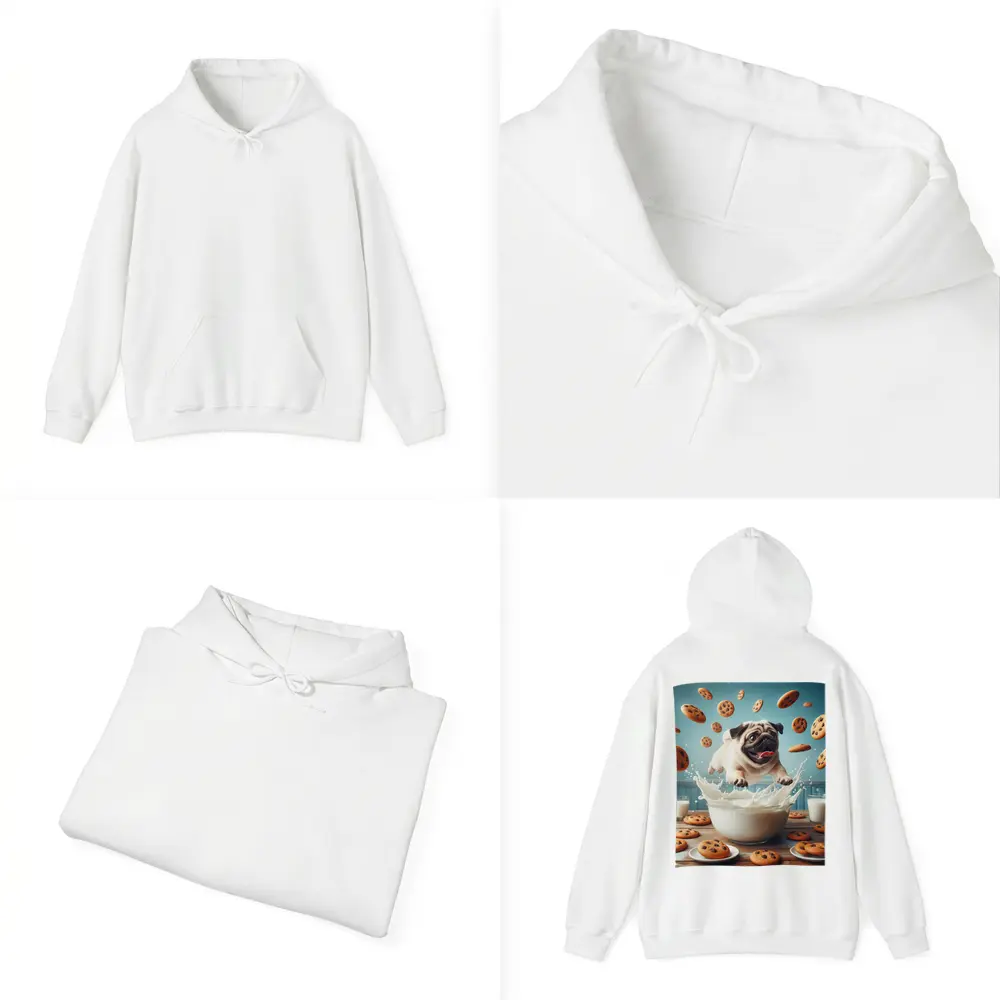 Pug Puppy Splashing Milk Cookies Flying – Hoodies