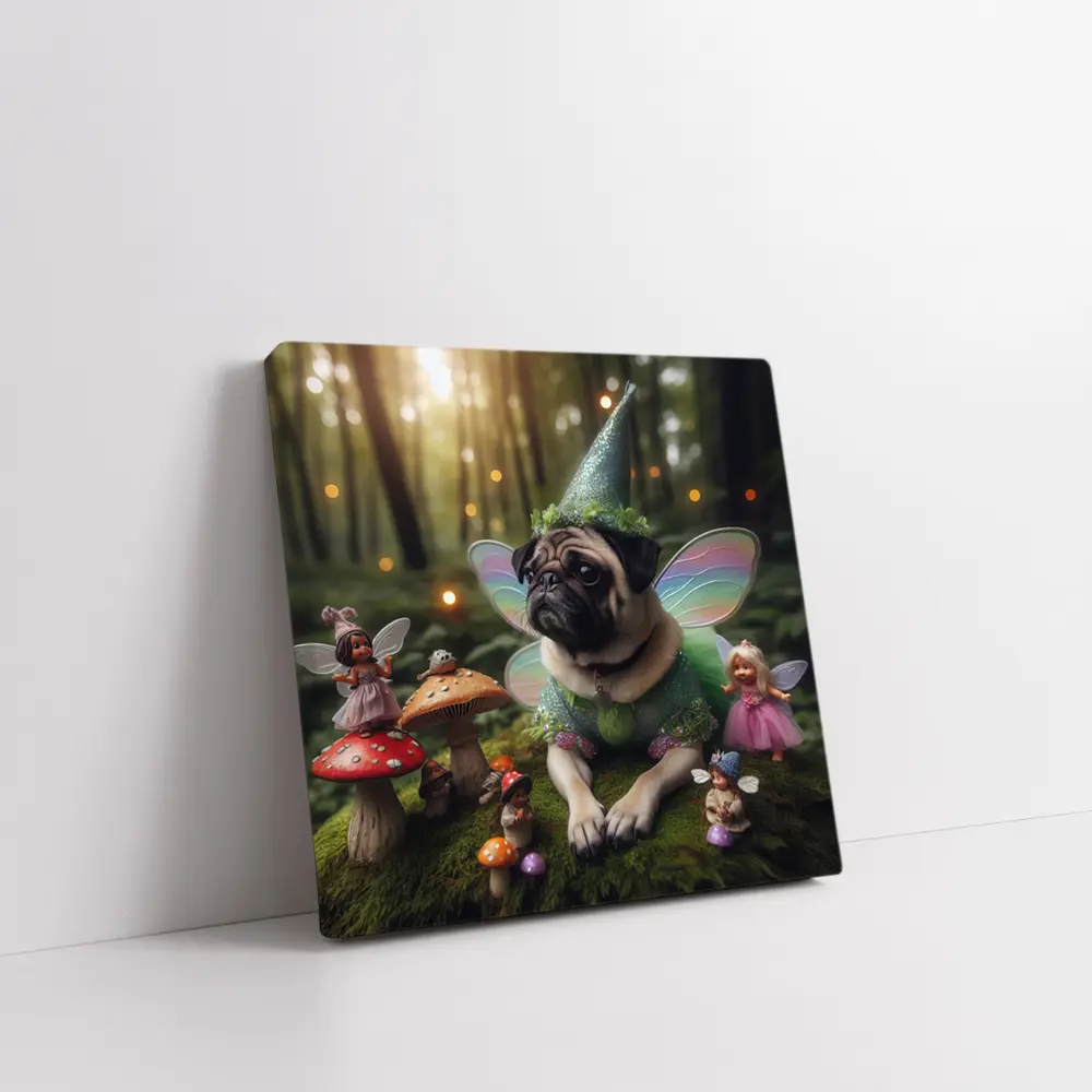 Fairy Pug Dog Mushroom Enchanted Forest – Wall Art