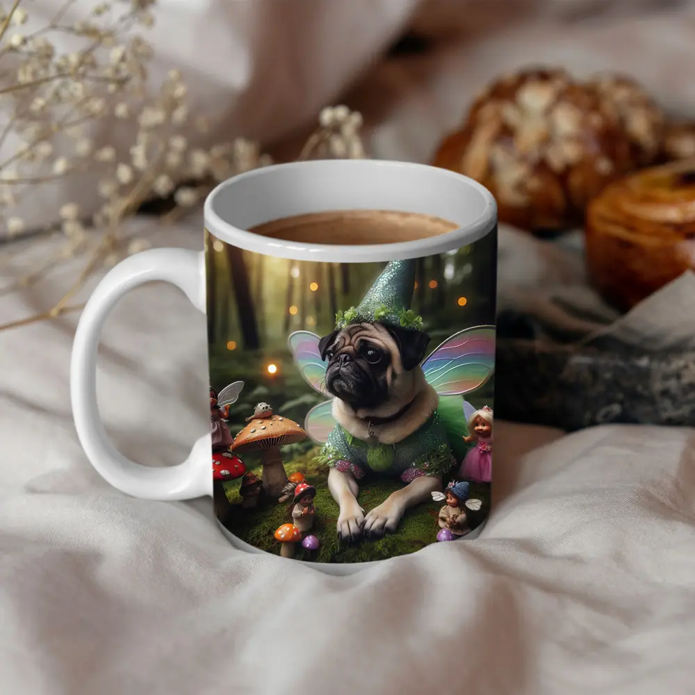 Fairy Pug Dog Mushroom Enchanted Forest – Mugs