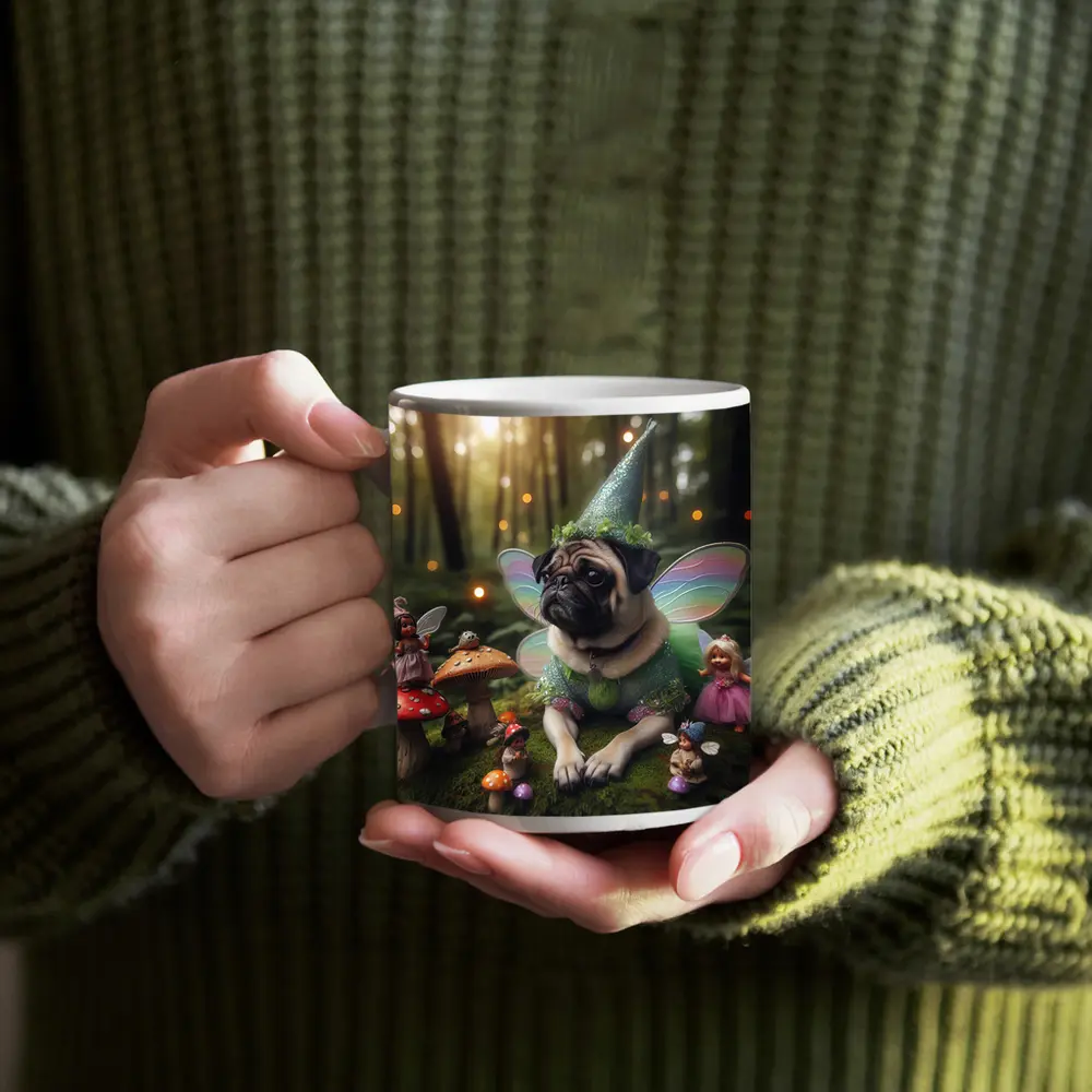 Fairy Pug Dog Mushroom Enchanted Forest – Mugs