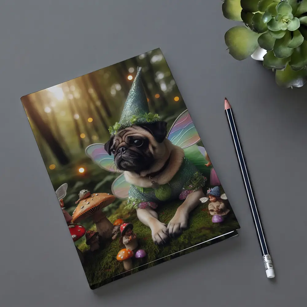 Fairy Pug Dog Mushroom Enchanted Forest – Notebooks