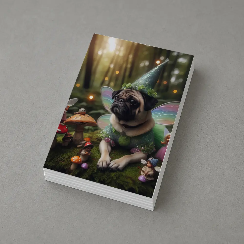 Fairy Pug Dog Mushroom Enchanted Forest – Postcards