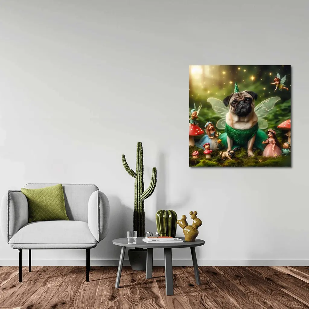Pug Dog Fairy Costume Enchanted Forest – Wall Art