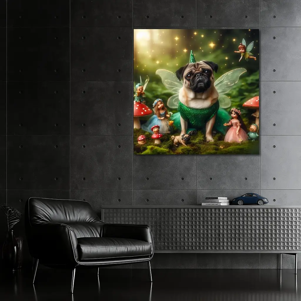 Pug Dog Fairy Costume Enchanted Forest – Wall Art