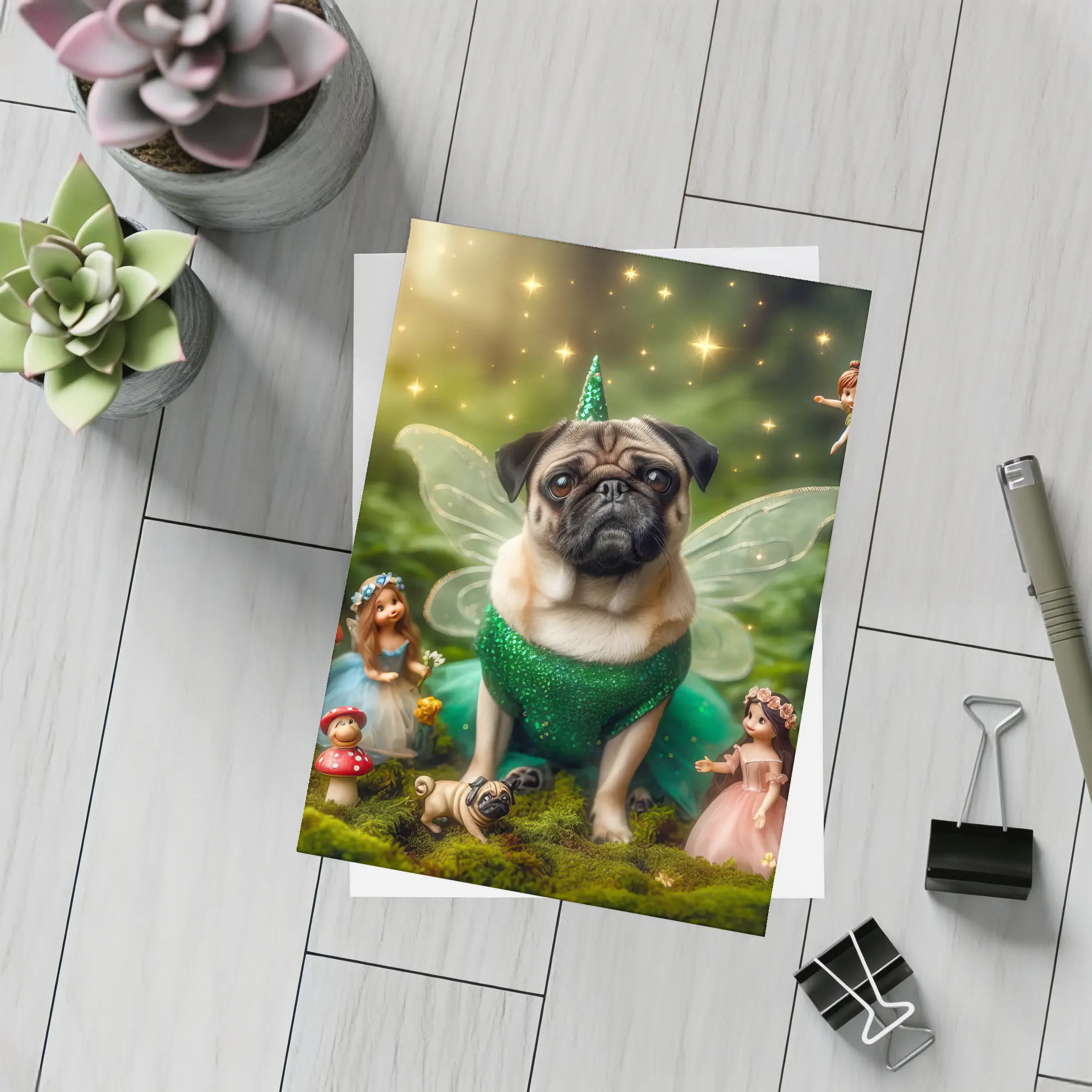 Pug Dog Fairy Costume Enchanted Forest – Postcards