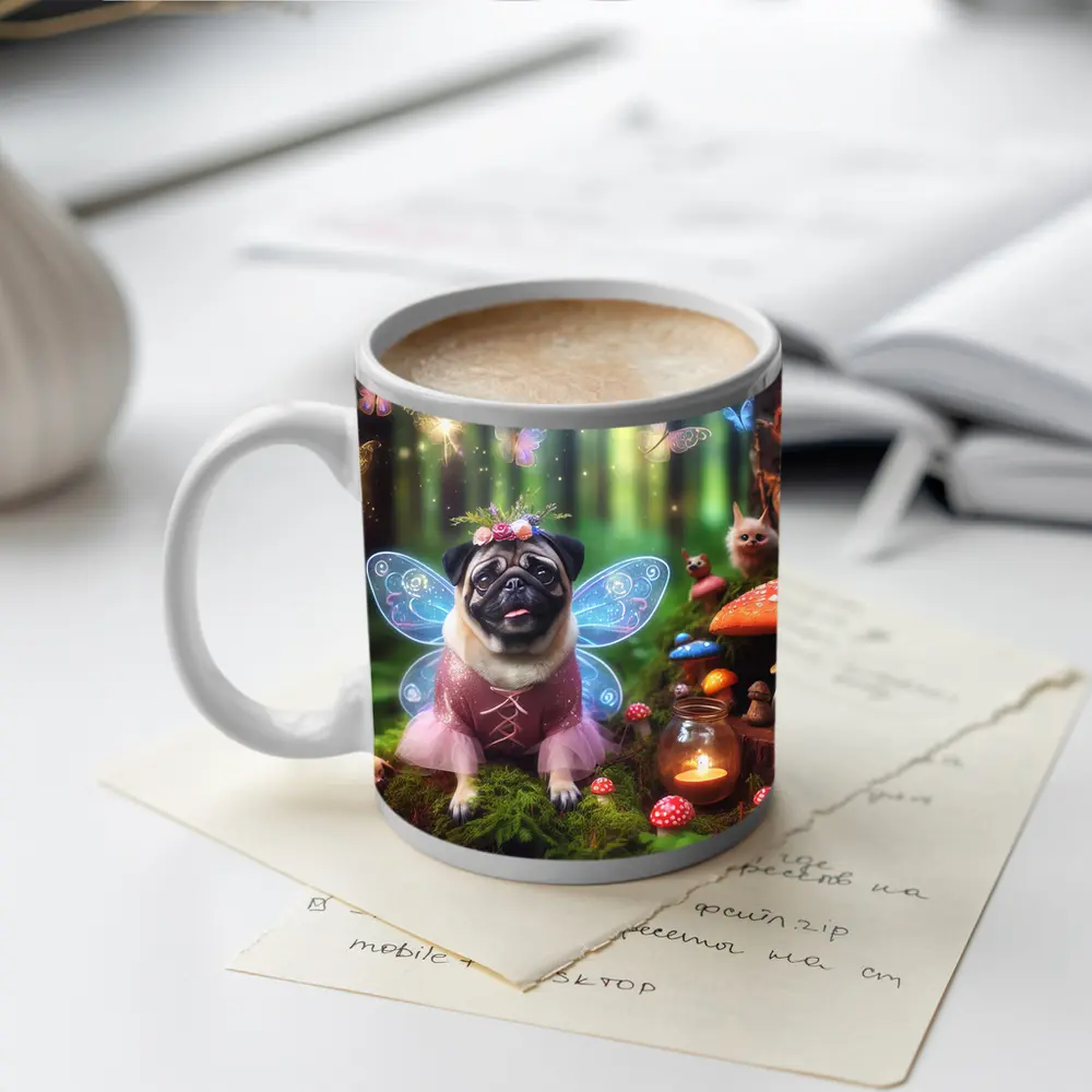 Pug Fairy Wings Enchanted Fantasy Forest – Mugs