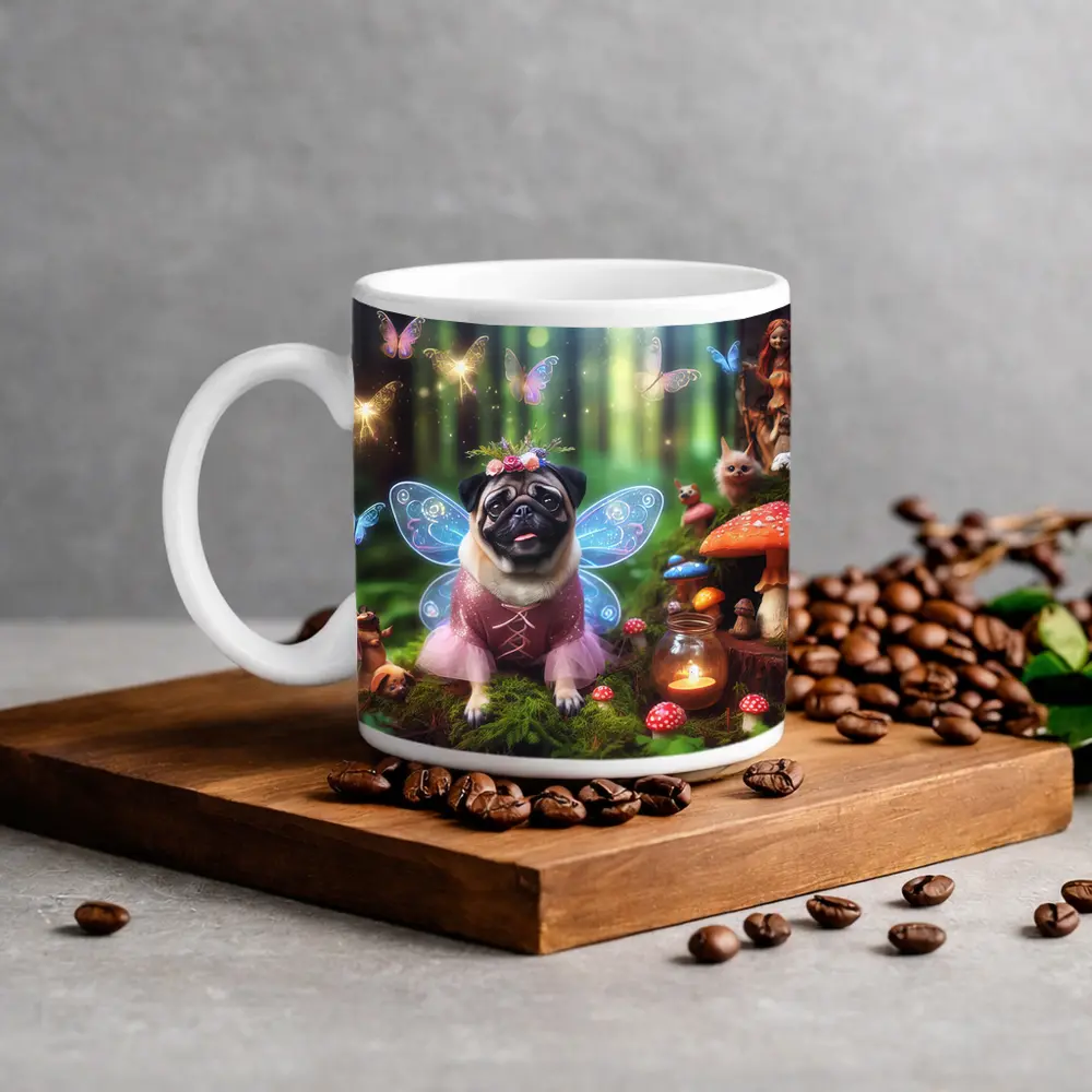Pug Fairy Wings Enchanted Fantasy Forest – Mugs