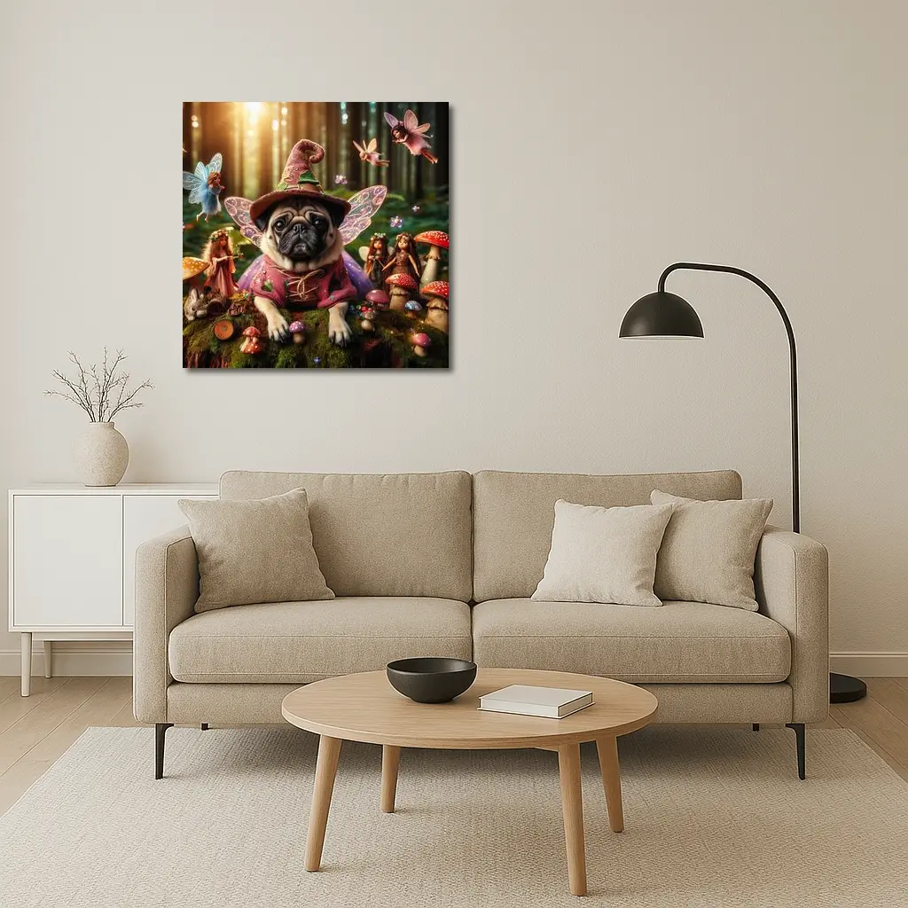 Pug Dog Fairy Wizard Enchanted Forest – Wall Art