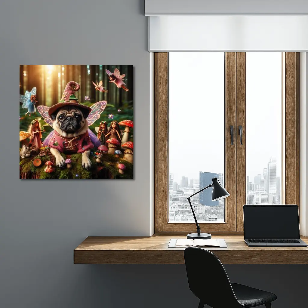 Pug Dog Fairy Wizard Enchanted Forest – Wall Art