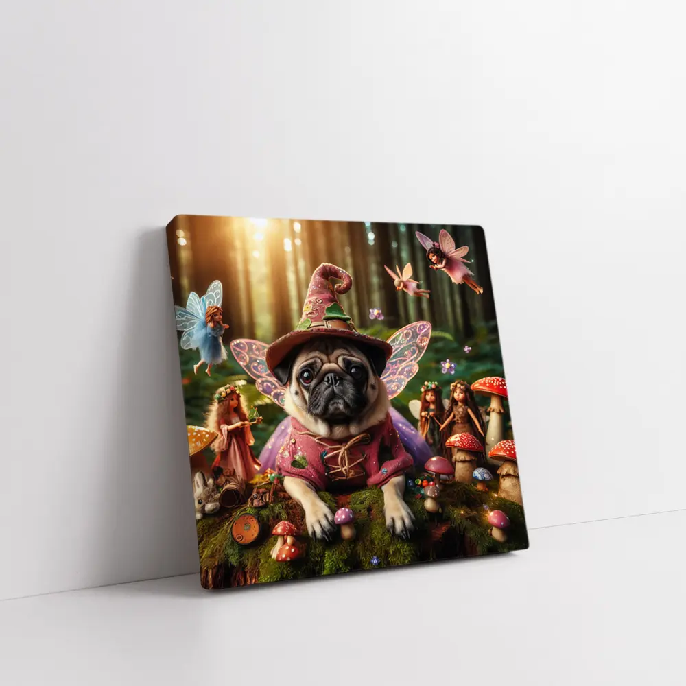 Pug Dog Fairy Wizard Enchanted Forest – Wall Art