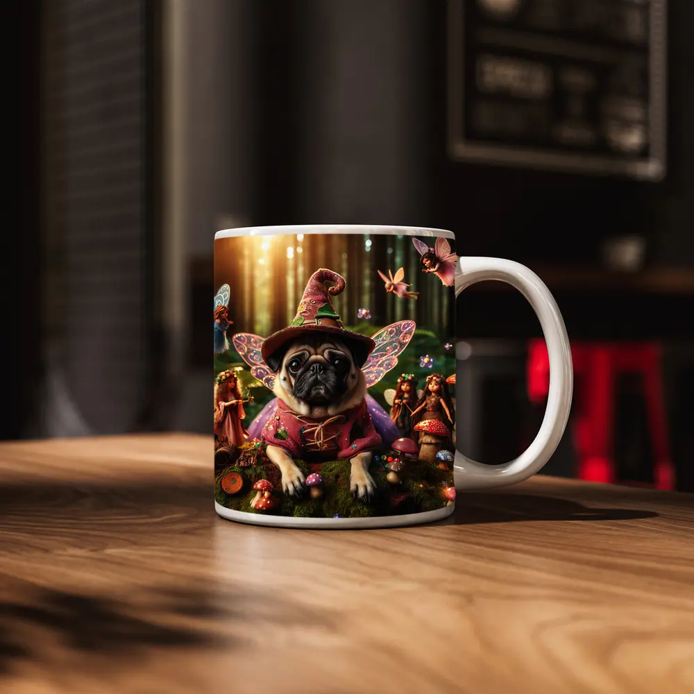 Pug Dog Fairy Wizard Enchanted Forest – Mugs