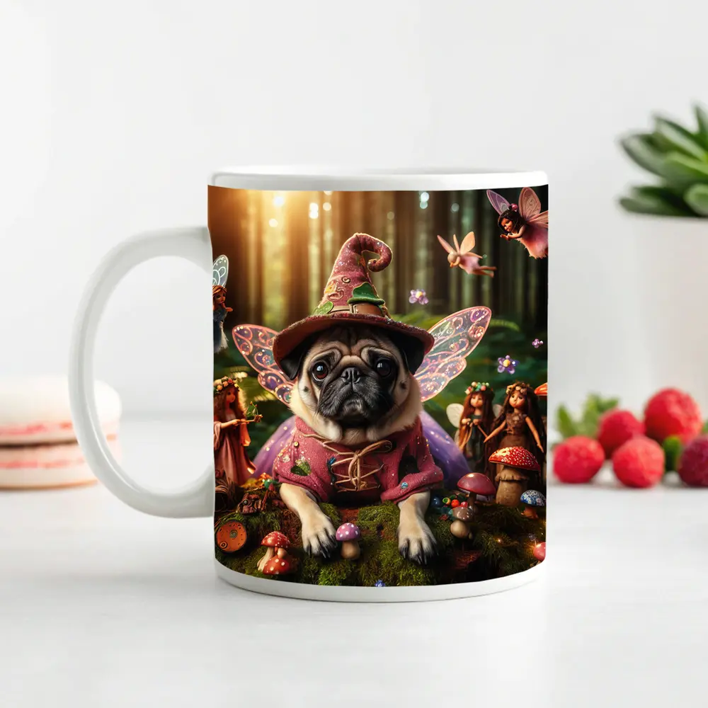 Pug Dog Fairy Wizard Enchanted Forest – Mugs