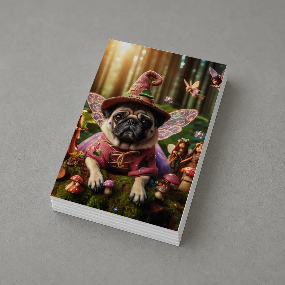 Pug Dog Fairy Wizard Enchanted Forest – Postcards