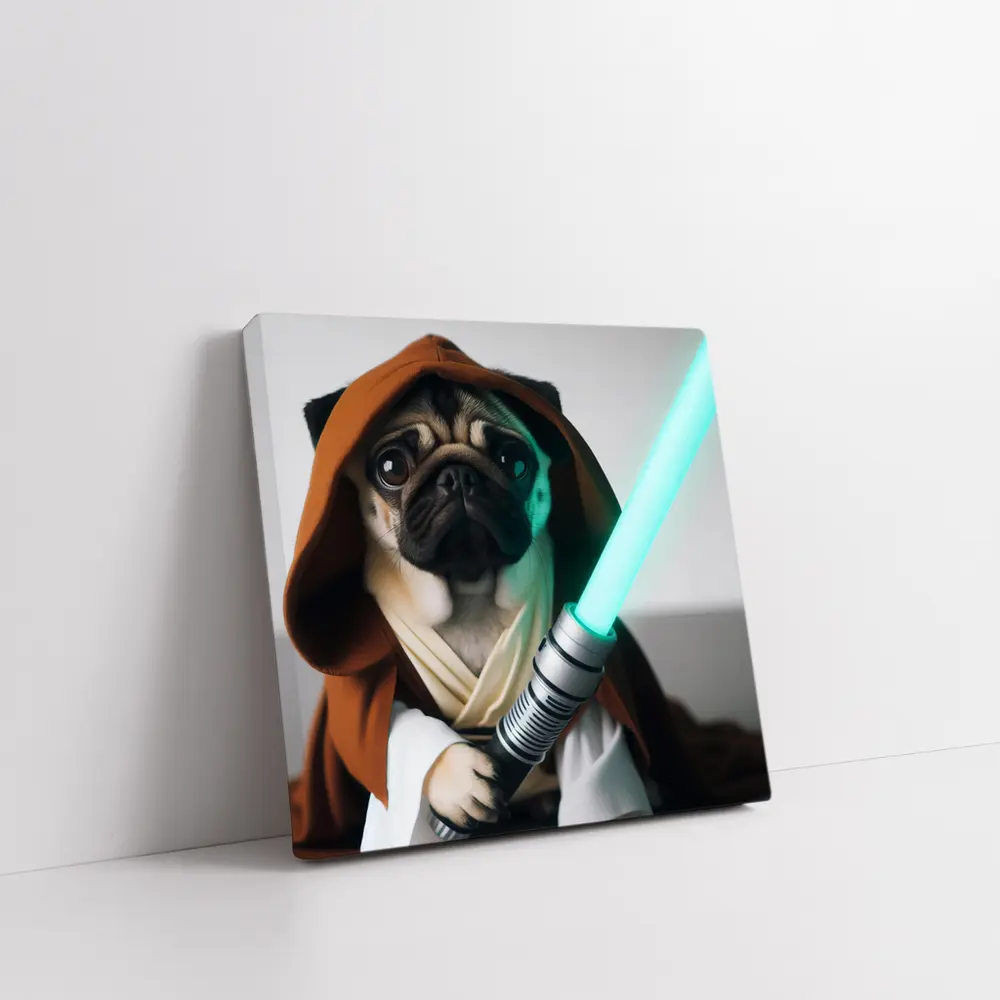Pug Dog Jedi Robe Green Lightsaber – Wall Art