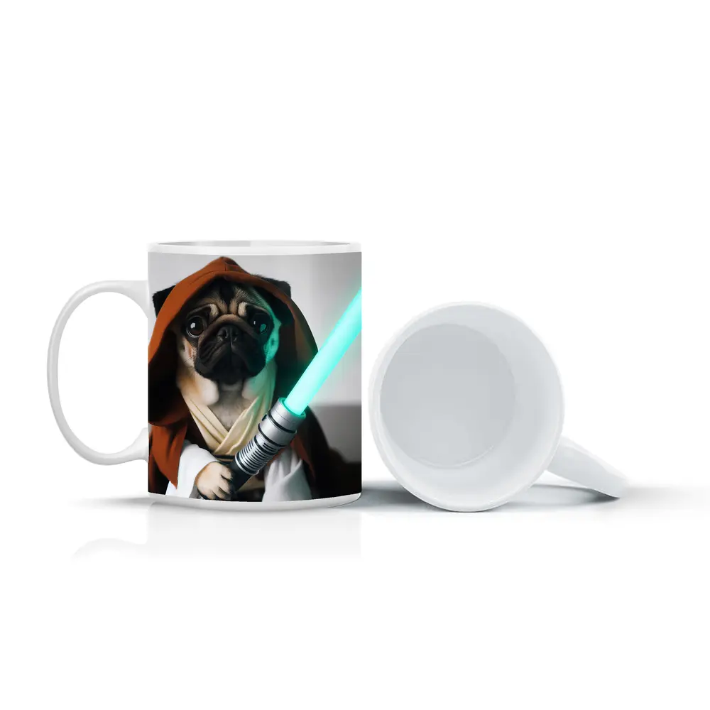 Pug Dog Jedi Robe Green Lightsaber – Mugs