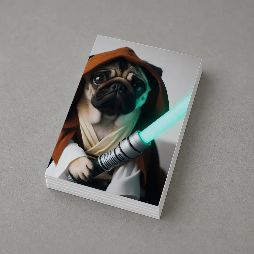 Pug Dog Jedi Robe Green Lightsaber – Postcards