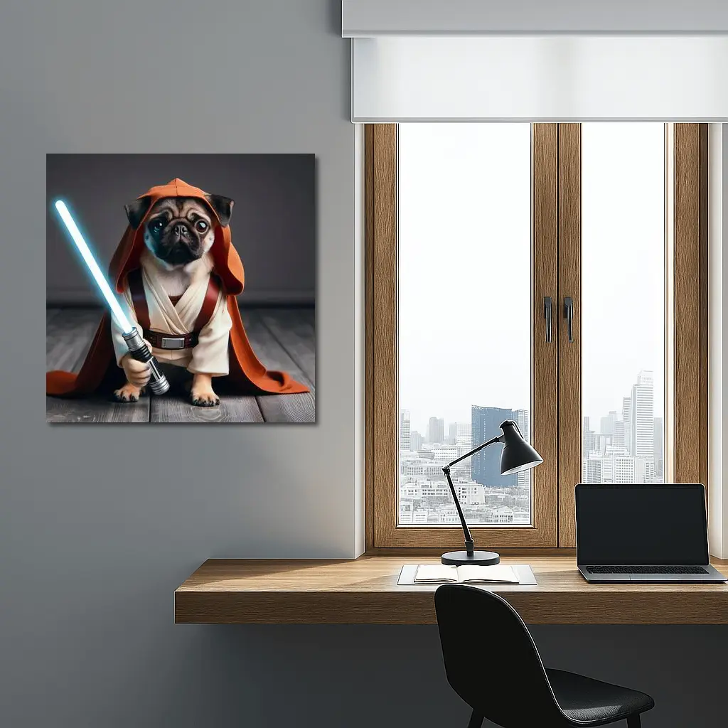 Pug Dog Dressed As Jedi Knight – Wall Art