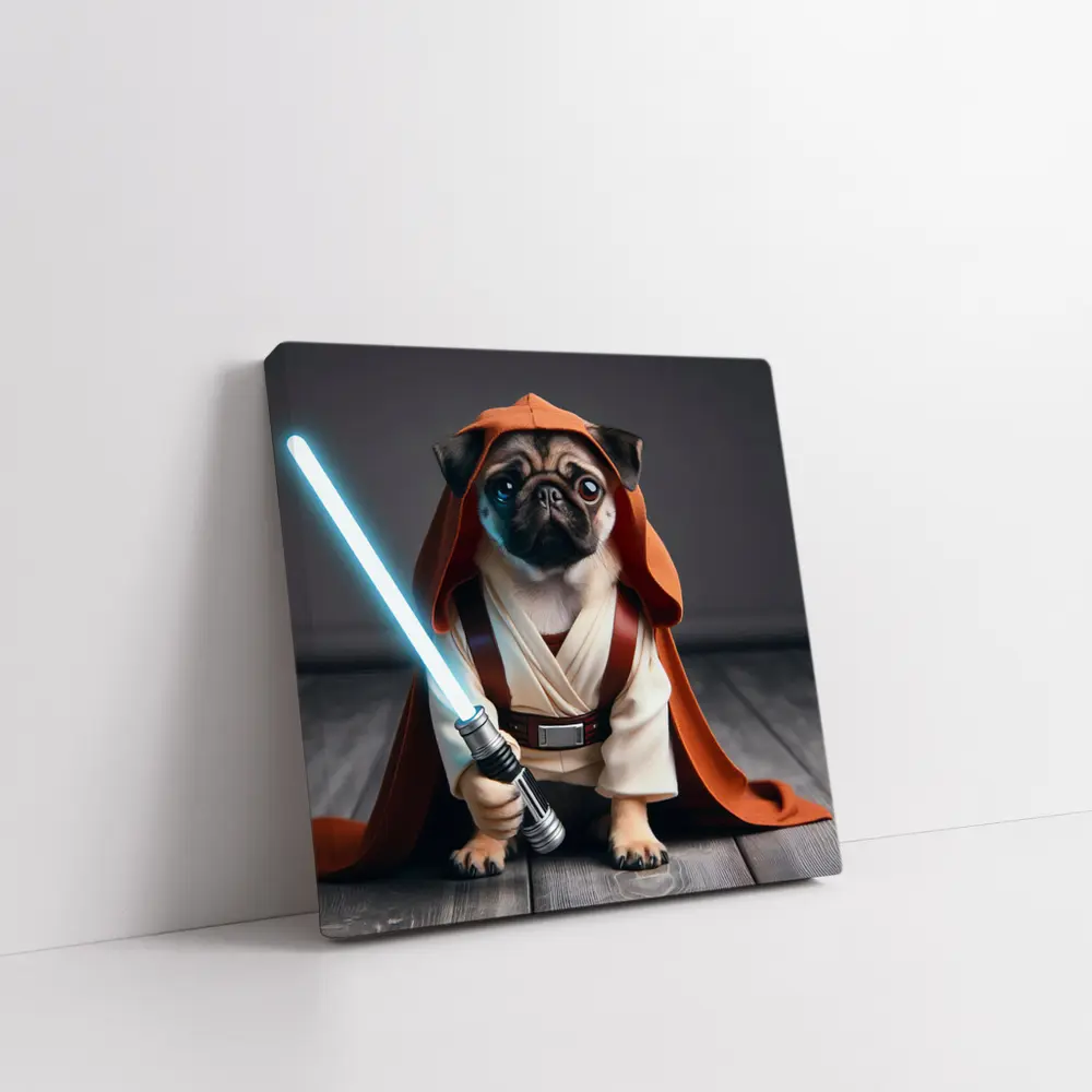 Pug Dog Dressed As Jedi Knight – Wall Art