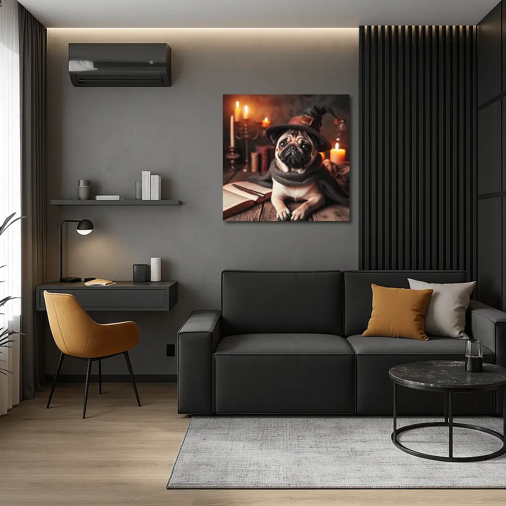 Wizard Pug Dog Wearing Witch Hat Candles – Wall Art