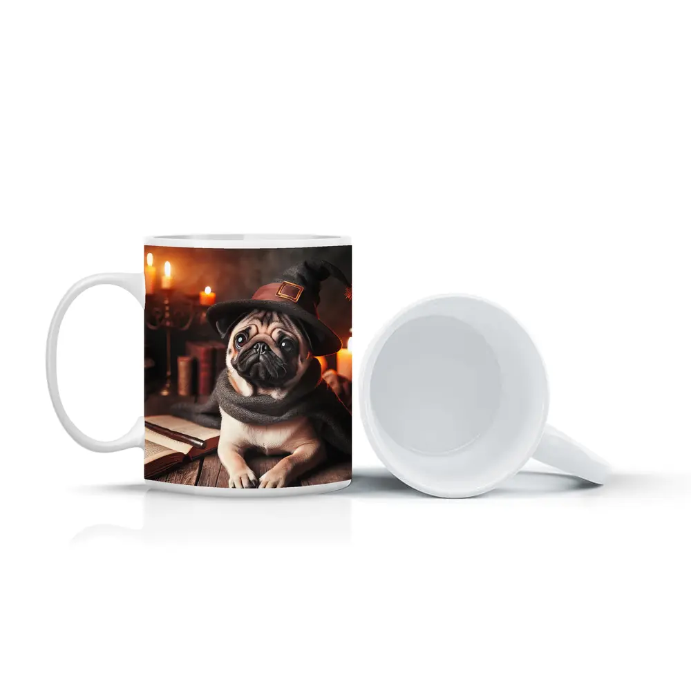 Wizard Pug Dog Wearing Witch Hat Candles – Mugs