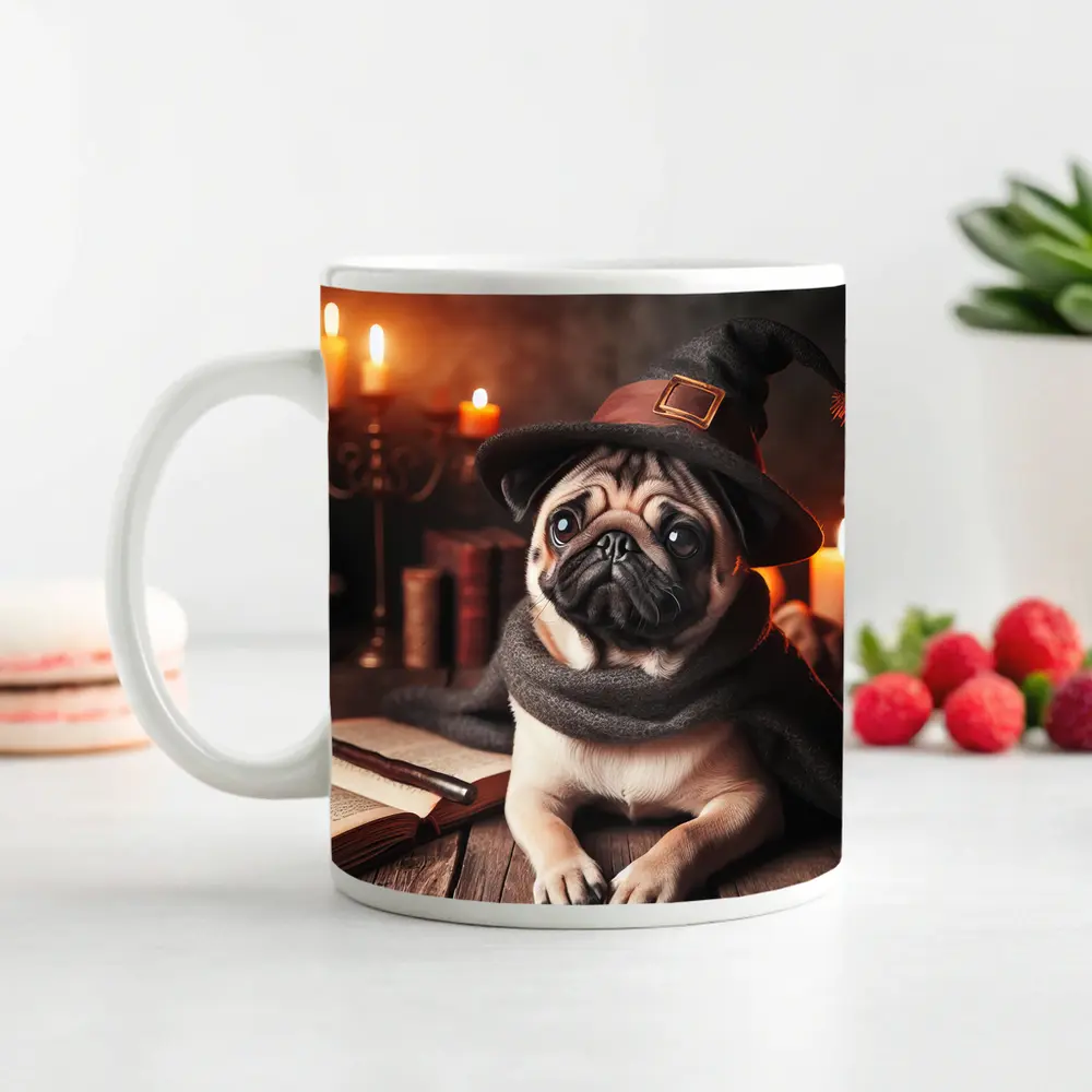 Wizard Pug Dog Wearing Witch Hat Candles – Mugs